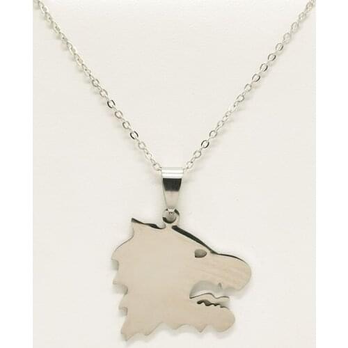 Stainless Steel Wolf Head Necklace HeWitcher Jewelry Punk Pendant Animal Mens and Womens Fashion Necklace Engagement Jewelry