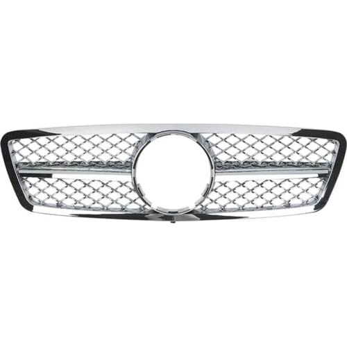 For Mercedes-Benz C Class W203 2000-2006 Front Grille Chrome Replacement Car Exterior Upper Bumper Hood Mesh Air Vent Grill Trim
