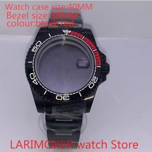 Suitable for NH35 NH36 Miyota 8215 40mm 904L stainless steel housing, sealed black back cover, with rotating bezel black red