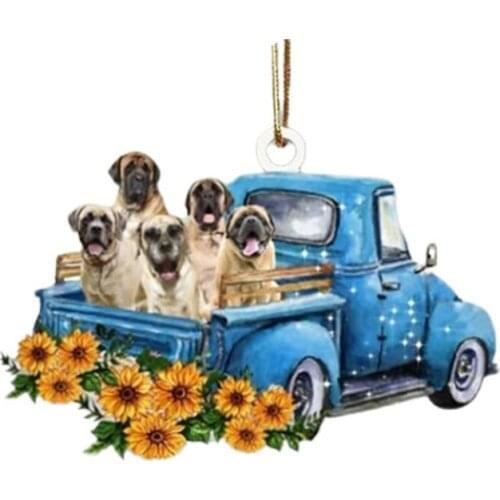 Sunflower Car Pendant Hanging Cute Dog Pendant Charm Decor for Rearview Mirror Car Hanging Ornament Cars Styling Accessories