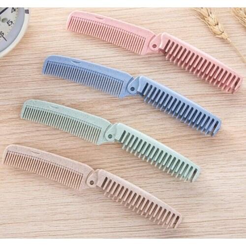 Portable Foldable Hair Comb Anti-static Hairbrush 4 Color Travel Hair Brush Wheat straw Folding Hairdressing Styling Tool #M8139