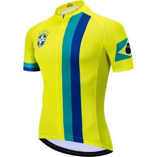 Pro 2021 Brazilian Design Mens Short Sleeve Cycling Breathable Anti-sweat Shirts MTB Jersey Bike Maillot Brazil Clothing Jacket