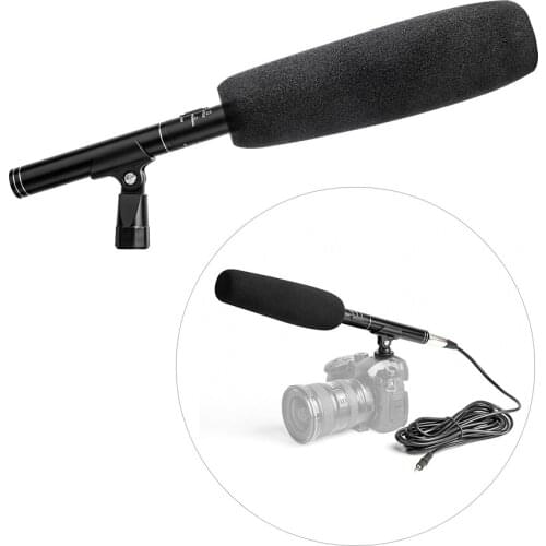 Professional Aluminium Alloy Condenser Shotgun Microphone Video Camera Mic Super Cardioid Pattern w/ Shock Mount XLR 3.5mm Cable