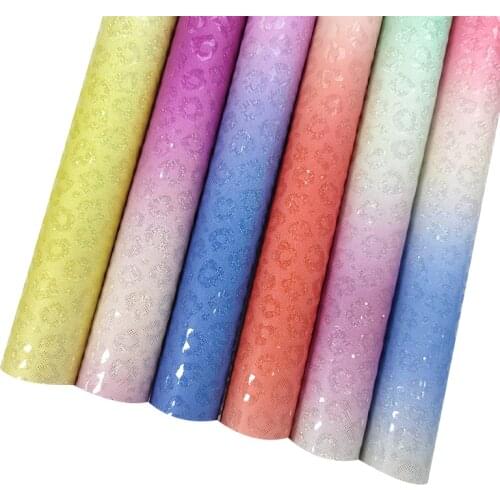 135x30cm Leopard Skin Embossed Printed Metallic Laser Fabric Roll PU Faux Leather for Making Shoe/Bag/DIY Accessories/Cover