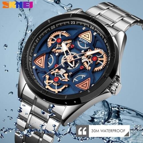 Skmei 1678 Quartz Mens Watches Casual Fashion Clock Waterproof Bracelet Stainless Steel Wristwatch Relogio Masculino