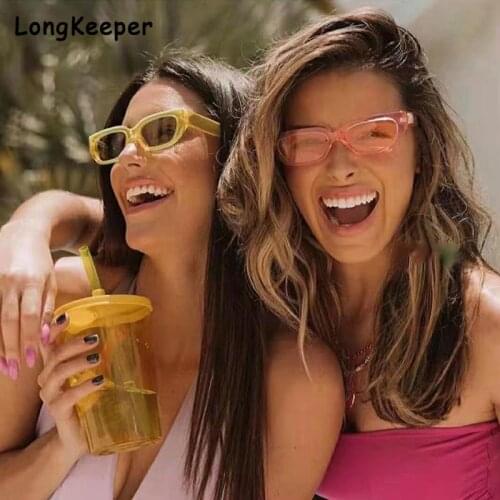 Vintage Cat Sunglasses Women Small Square Cateye Sunglasses Girls Summer Travel Beach Trendy Eyewear Femal Shades Candy Glasses