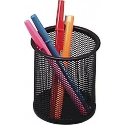 Steel/Metal Black Steel Metal Mesh Cylinder Pen Pencil Eraser Stationery Holder Container Pen Case Cas Office Supplies Gifts