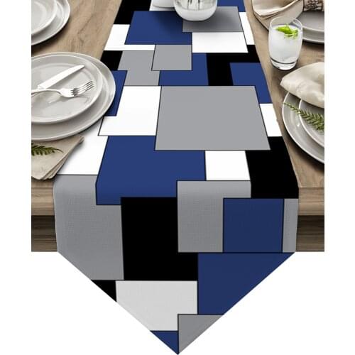 Navy Blue Black Abstract Table Runners Home Dining Coffee Table Decor Table Cloth Wedding Decoration Table Cover