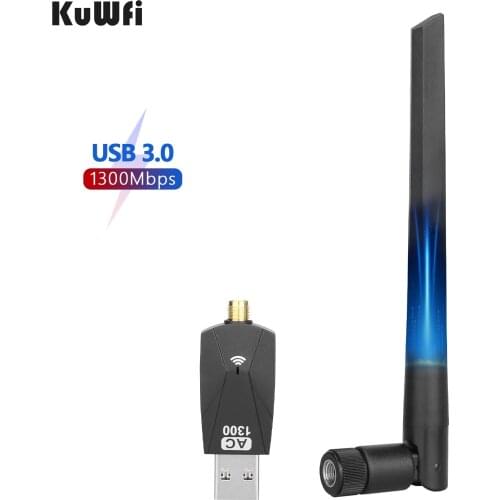 KuWFi USB3.0 AC 1300Mbps Wifi Adapter Dual Band 2.4G&5.8G Wireless Network Card 802.11AC Wi-Fi Dongle for Laptop Desktop PC Mac