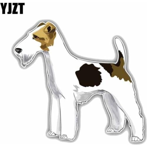YJZT 14*13CM Fox Terrier Dog Cartoon Fashion Decoration Car Sticker C1-4234