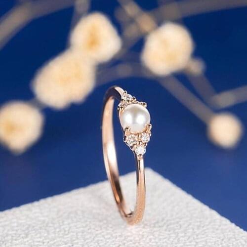 ZHOUYANG Imitation Pearl Rings For Women Elegant Style Rose Gold Silver Color Engagement Anniversary Gift Fashion Jewelry KCR263