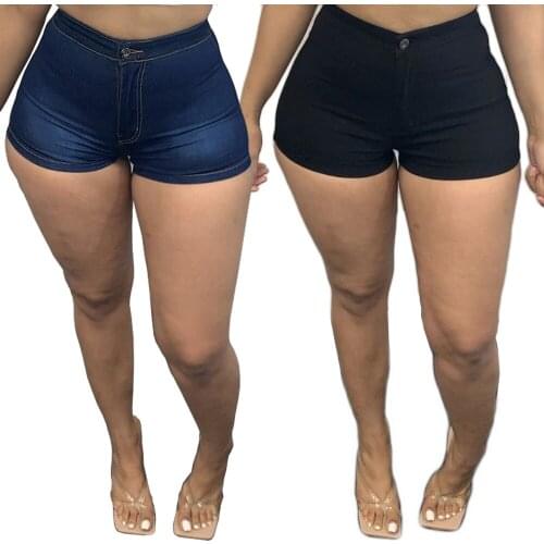 Ladies Sexy Fashion Hot Sale Jeans Washed Single Button Pocket Hot Pants Denim Shorts