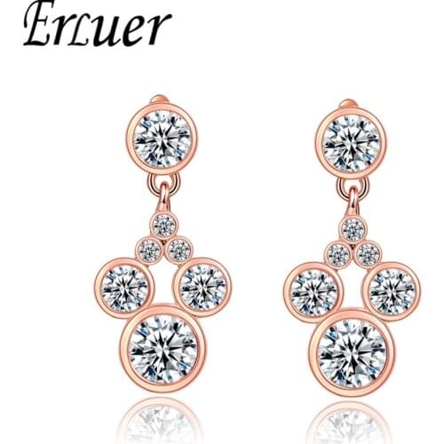 ERLUER fashion jewelry wedding Summer Women Girls Earring zirconia Pendant Charm Mickey Drop Dangle hanging Earrings accessories