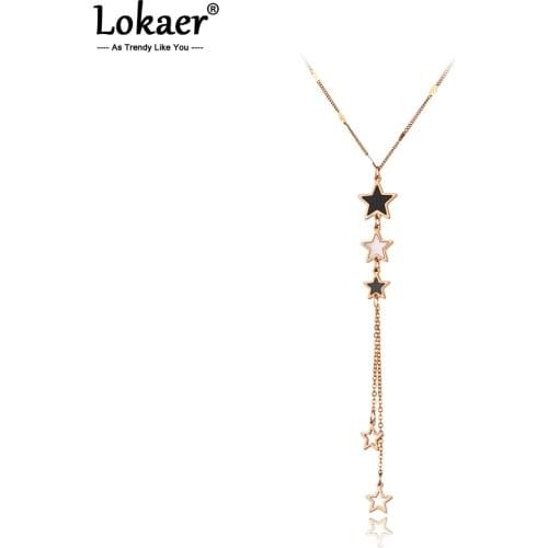 Lokaer New Titanium Stainless Steel Acrylic & Shell Star Choker Necklaces For Women Trendy Bohemia Charm Pendant Necklace N20189