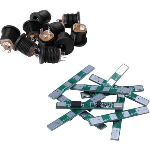 10 Pcs Panel Mount 2.1X5.5mm Power Jack DC Socket & 10 Pcs 1S 3.7V 4A Li-Ion BMS PCM 18650 Battery Protection Board