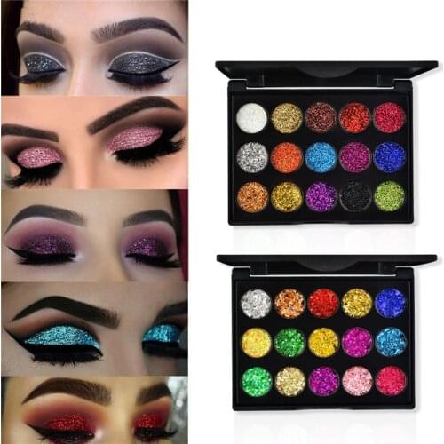 15 Color Diamond Sequins Eyeshadow Cosmetics Tray Glitter Pearle Metallic Face Clavicle Brightening Eye Shadow Makeup