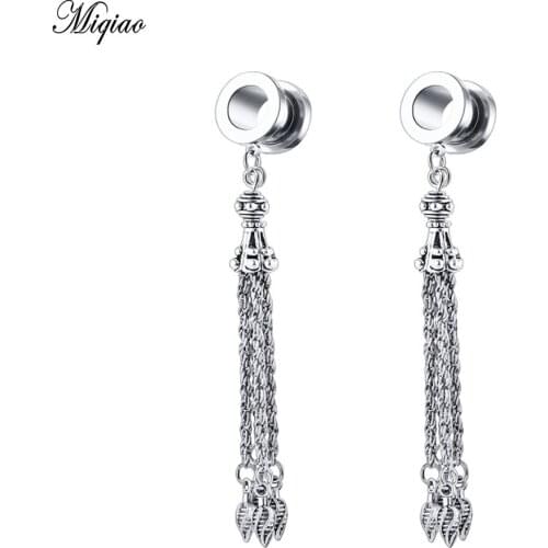 Miqiao 2 Pcs Pulleys with Handmade Chain Pendant Earrings Stainless Steel Piercing Ear Jewelry Explosion Models