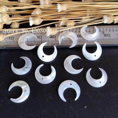 200pcs/lot 14mm Drilled Wholesale white Natural Moon Cabochon Mother of Pearl shell for DIY Jewelry Moon Pearl Shell