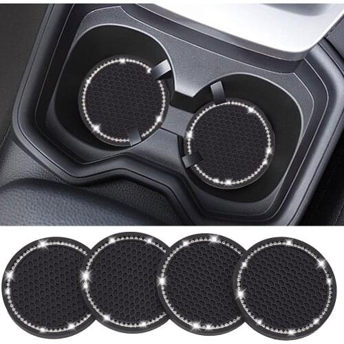 4Pcs Car Cup Holder Coasters 2.75 Inch Soft Silicone Auto Drink Bottle Pad Set