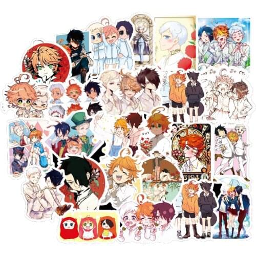 50PCS/set The Promised Neverland Stickers For DIY PVC Bicycle Motorcycle Car Guitar Laptop PS4 Skateboard Toys Anime Sticker
