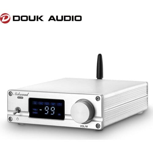 Douk audio Hi-Fi Bluetooth 5.0 Stereo Audio Preamp Attenuated Control Bass Preamplifier 128-Level Relay APTX-LL