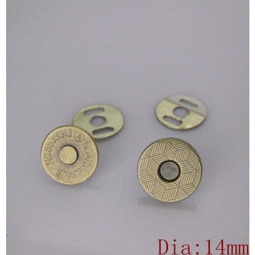 Free Shipping - 25 Sets 14mm*2mm Antique Bronze Magnet Buttons For Handbag Snap Fastener Button magnets for wallets