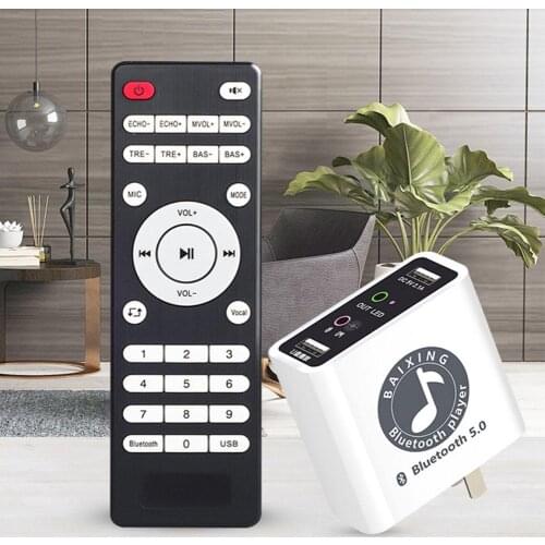 USB Wireless Bluetooth 5.0 Audio Receiver Adapter Remote Control Sing Song Helper U Disk Playback Audio Amplifier Wireless