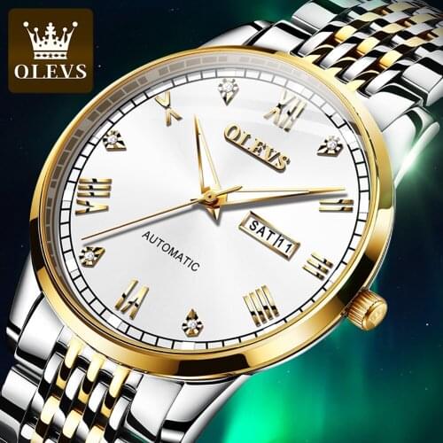 OLEVS Mens Luxury Automatic Mechanical Watch Sports Stainless Steel Waterproof Watch MenTop Brand relogio masculino 6602