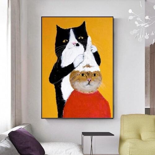 Black Cat Barber Shampoo Cartoon Animal Oil Paining On Canvas Wall Art Poster And Prints Funny Picture Decor For Kids Room