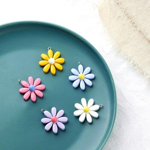 Diy Jewelry Accessories Resin Simple Fresh Flowers One Hole Earrings Material Pendant Material 4pcs