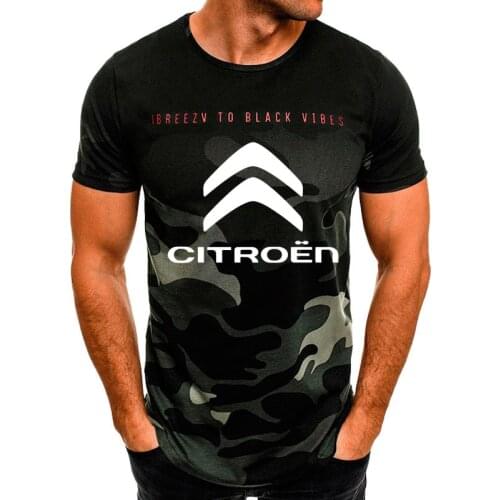 Summer Mens tops Citroen Car Logo printing T-shirt casual trend Gradient Harajuku O-neck high quality Cotton Mens short sleeve