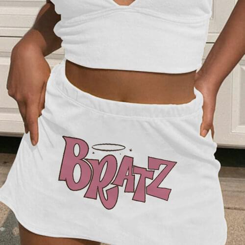 Harajuku New Summer Trend Sexy Kawaii Tight Mini High Waist 2021 Alphabet Printed Short Skirts Women Casual 90s Streetwear Y2k