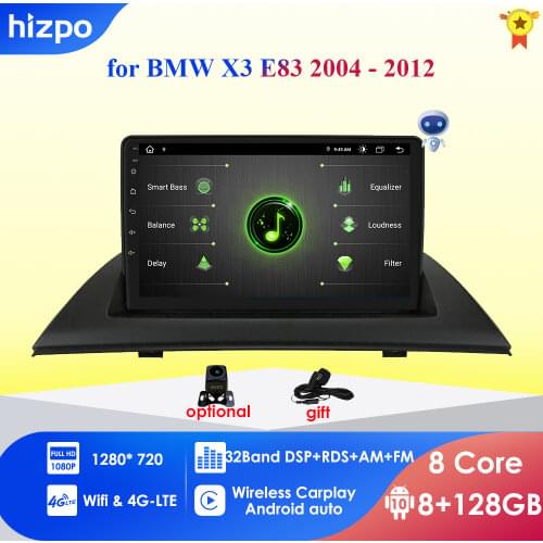 Hizpo AI Voice Android 10 Auto Radio Multimedia Video Players For BMW X3 E83 2004 - 2012 CarPlay 2 Din GPS 4+64/3+32/2+32/1+16