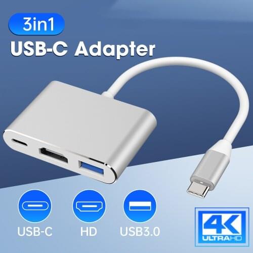 USB-C To HDMI 3 in 1 Cable Converter for Samsung Huawei Apple Mac Usb 3.1 Type C To HDMI 4K Adapter Cable