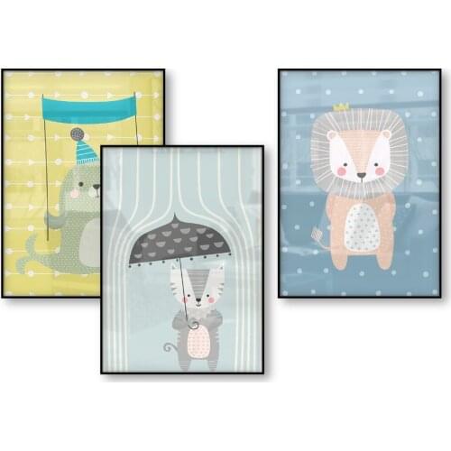 Cute Animal Poster Pictures Kids Room Art Nordic Style Kids Decoration Posters and Prints Wall Picture Wall Art Canvas Prints