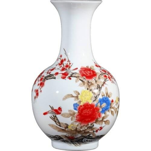 Chinese Style Jingdezhen Famille Rose Decoration Big Porcelain Flower Vase