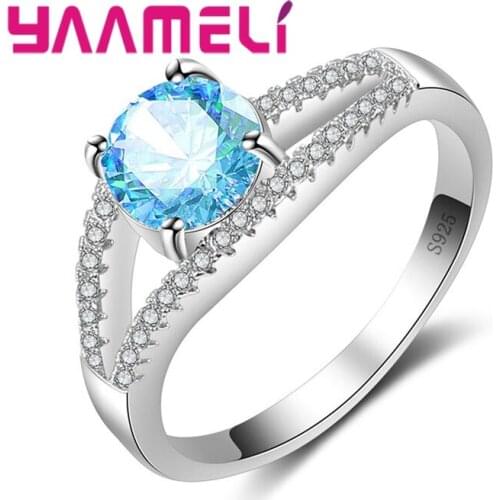 Colorful Romantic Luxury Style Ring 925 Sterling Silver Sparkling Beautiful Girl Lady Dating Friendship Jewelry