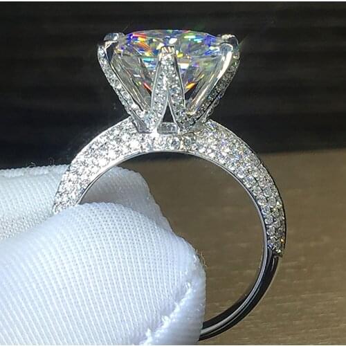 18K Au750 White Gold Women Wedding Party Engagement Ring 1 2 3 4 5 Carat Round Moissanite Diamond Ring Luxury Crown Trendy