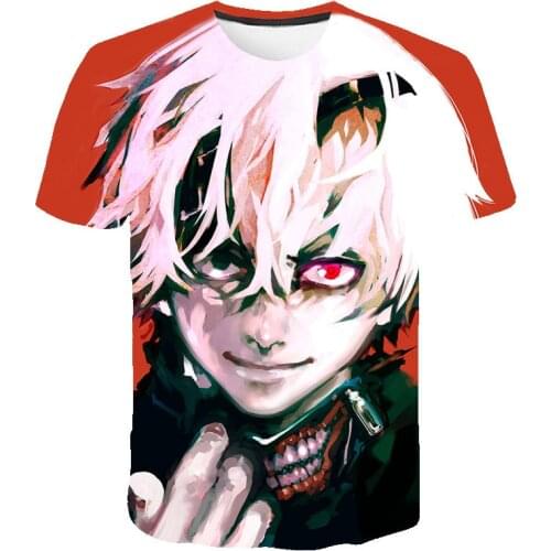 Cool T shirt Tokyo Ghoul T-shirt Men Fashion O-neck T-shirts 3d Graffiti Tshirt Printed Japan Tshirts Casual Blood Anime Clothes