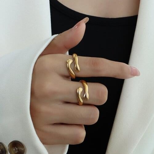 Marka French Design New Arrival Hug You Open Rings Woman 18 K Gold Plated Fashion 316 L Stainless Steel Ring Jewelry Accessory