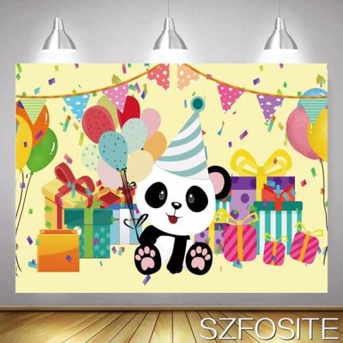 Cute Panda Balloon Gift Baby Show Backdrop Child Party Table Decoration Wall Cloth Photography Photo Newborn Custom Background