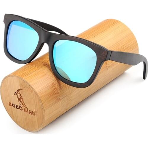 BOBO BIRD Nature Ebony Wooden Sunglasses Women Mens Best Gift Polarized Lens Unisex Sunglasses Male oculos de sol feminino uv400