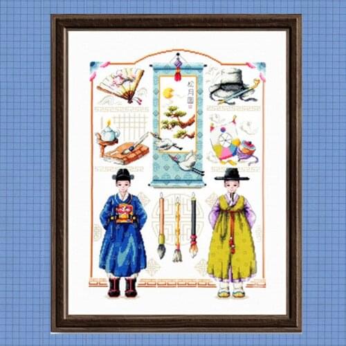 14/16/28/25CT/22CT K2 Stich Cross Stitch Kits Craft Packages Fabric Floss Counted Needlework Embroidery Cross-Stitching
