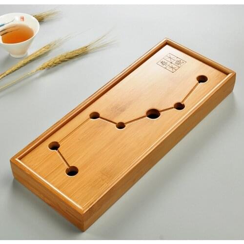 Dipper Seven star Kung Fu Tea Set Natural Bamboo Tea Tray Rectangular Traditional Bamboo Puer Tea Tray Chahai Tea Table 30*13cm