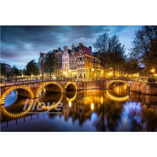Full Square/Round 5D DIY Diamond Painting Amsterdam Landscape 3D Embroidery Mosaic Cross Stich Art Stickers Pictures Decor DF503