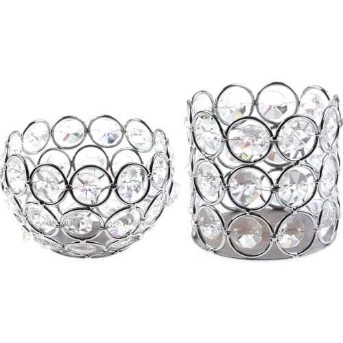 Hollow Crystal Candle Holders Pen Pot Organizer Candlestick Tealight Box Party Dinner Table Home Decors Makeup Brush Holder