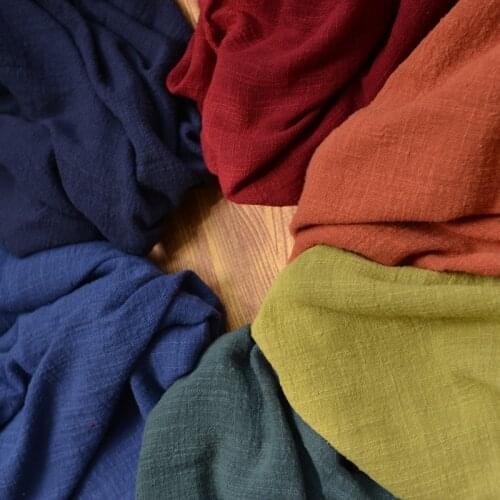 Sand-washed Slub Linen Cotton Fabric For Sewing Dress Shirts Blouses Bedding Curtains Home Decoration DIY Handmade Material