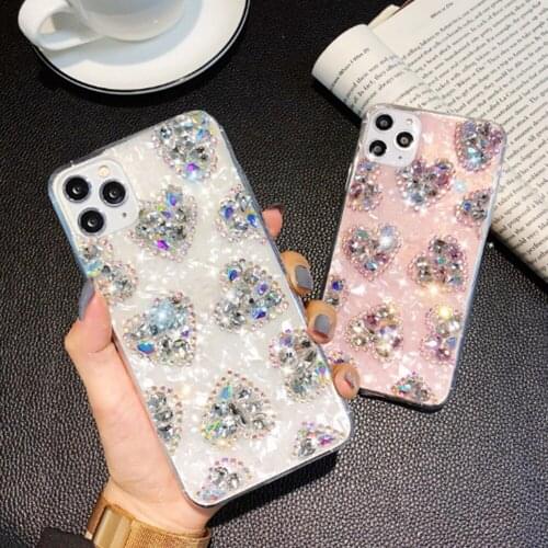 ​Luxury Style For iPhone 11 Pro MAX X XS XR 7 8 Plus 6 6SPlus SE 2020 Diamond Case Glitter Rhinestone Love Heart Phone Case