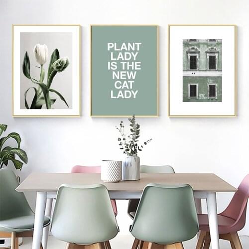 Nordic Plant Poster House and Letter Canvas Painting Simple Poster and Print Wall Art Picture Modern Room Decoration