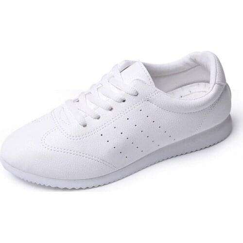 Lzzf Korean Fashion Leather Shoes Woman Breathable White Snaekers Women Shoes Ladies Large Zapatos Mujer Femme Tenis Big Size